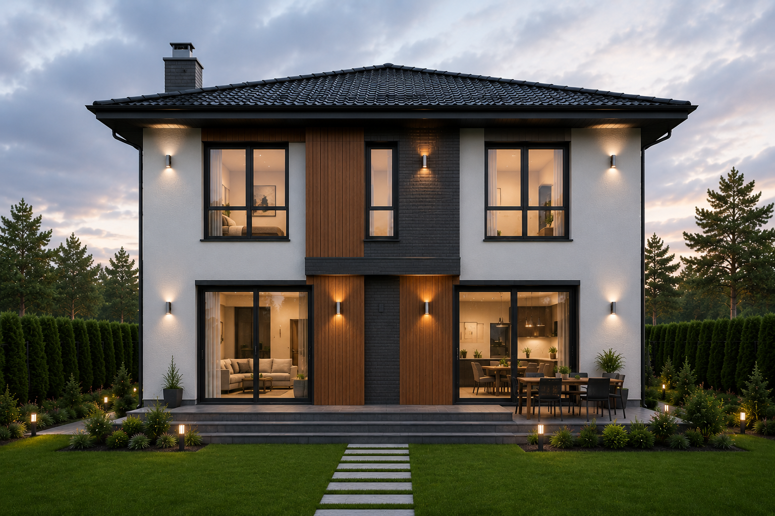 Modern 2 Katlı Villa Arka Görünüm