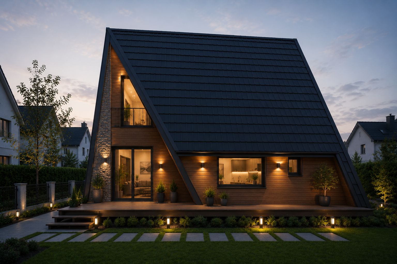 A-Frame Dağ Evi Yan Görünüm